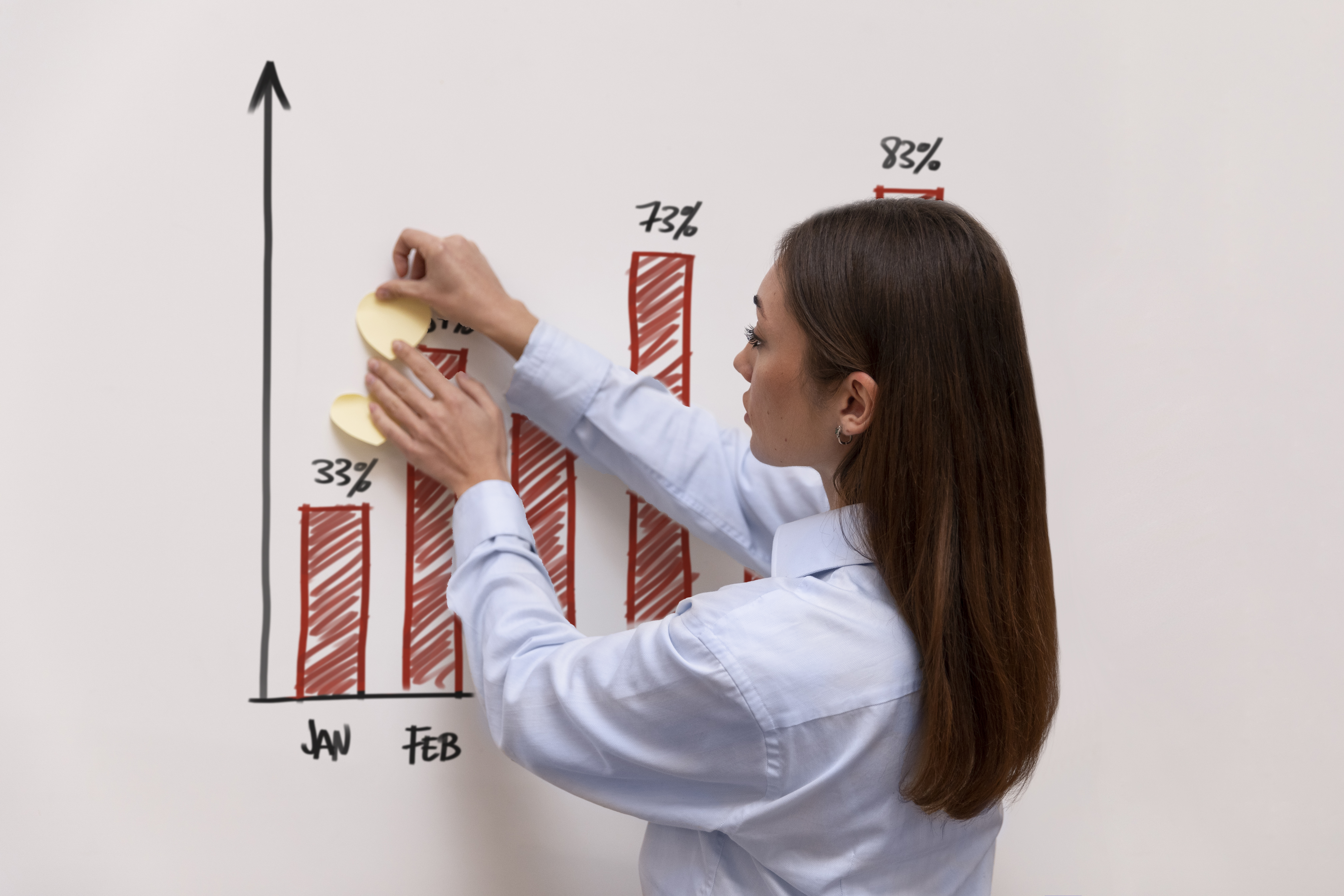 Person presenting to colleagues in a meeting